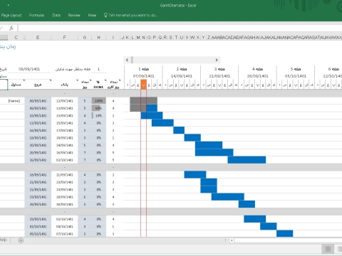 فایل گانت چارت اکسل (Gantt chart)